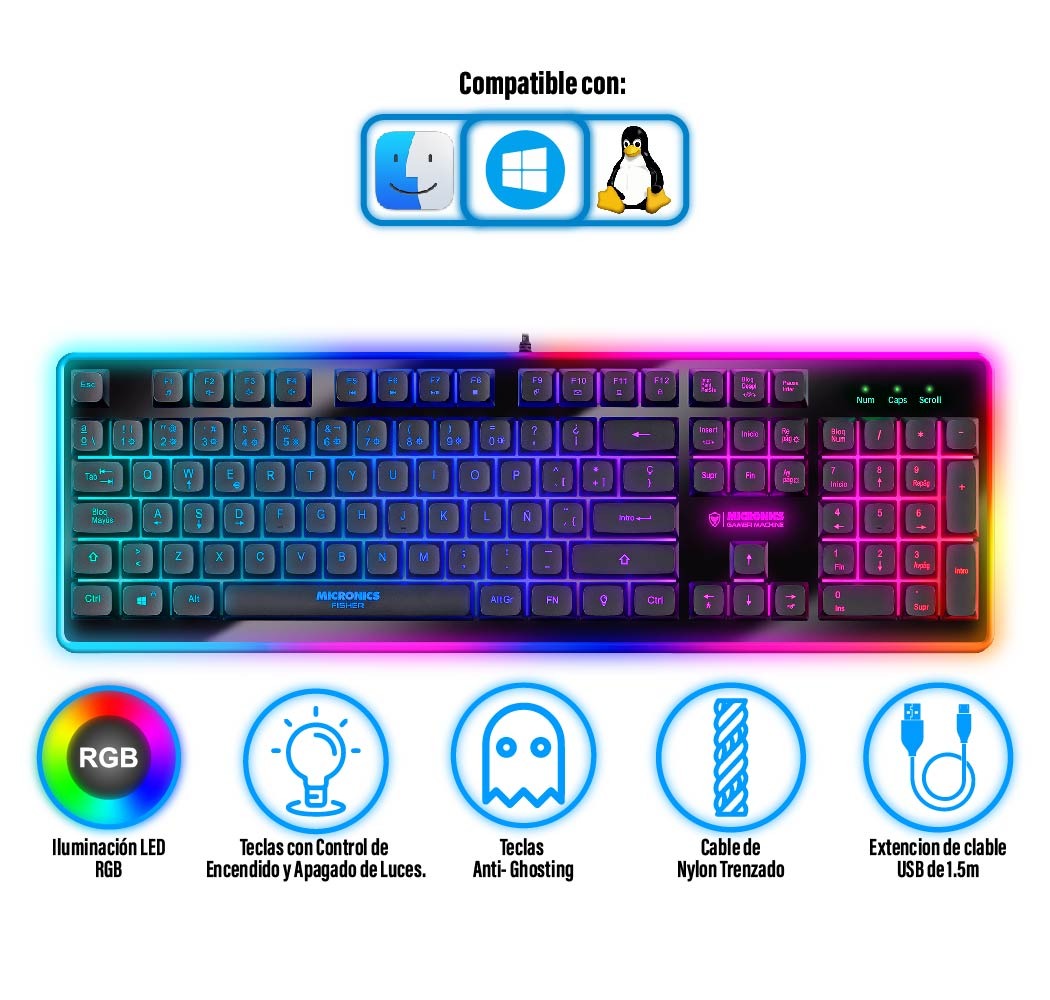 TECLADO MICRONICS FISHER MIC K801R - 4