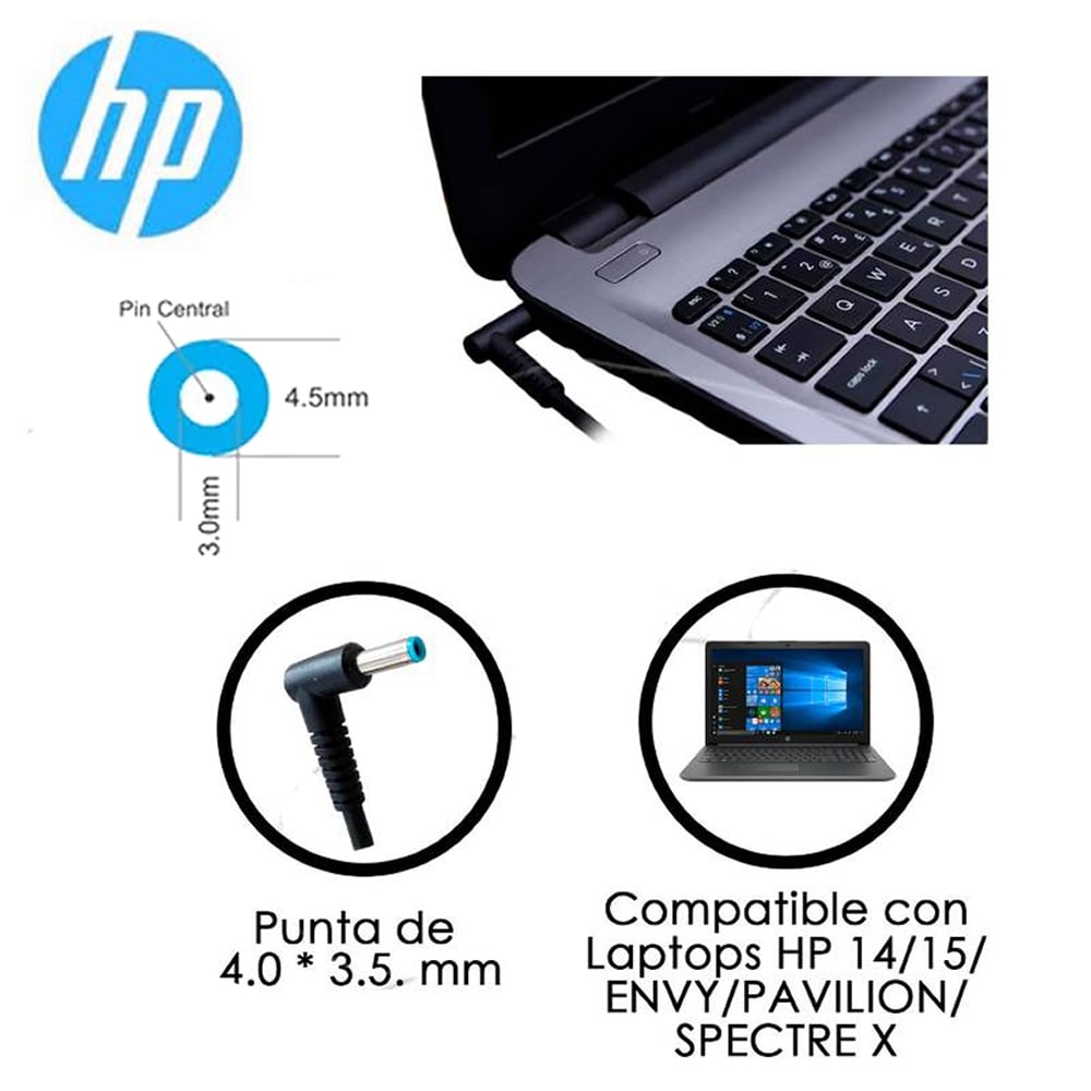 CARGADOR HP 195V 333A PUNTA CELESTE COMPATIBLE 19.5V 3.33A PUNTA 65W - 5