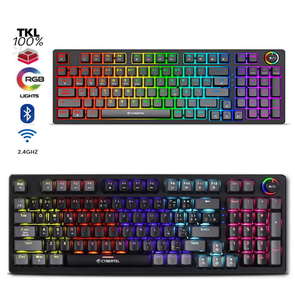 TECLADO CYBERTEL STRIKER CBX K1008-3M RGB MECANICO WIRELESS/BLUETOOTH - 4