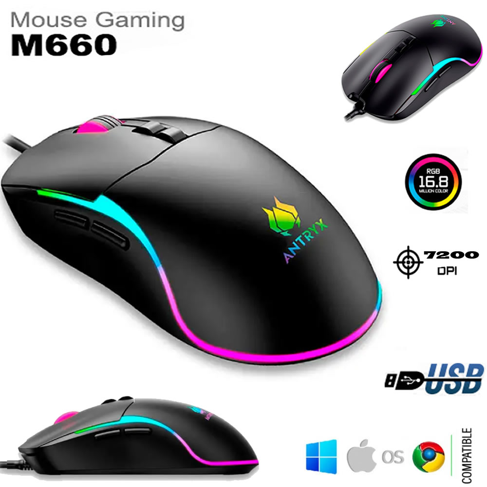 MOUSE GAMING ANTRYX M660 RGB 7200DPI RGB - 2
