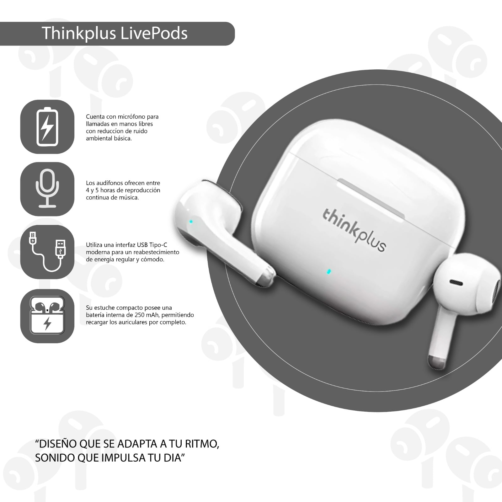 AURICULARES INALÁMBRICOS BLUETOOTH THINKPLUS 2025 - 2