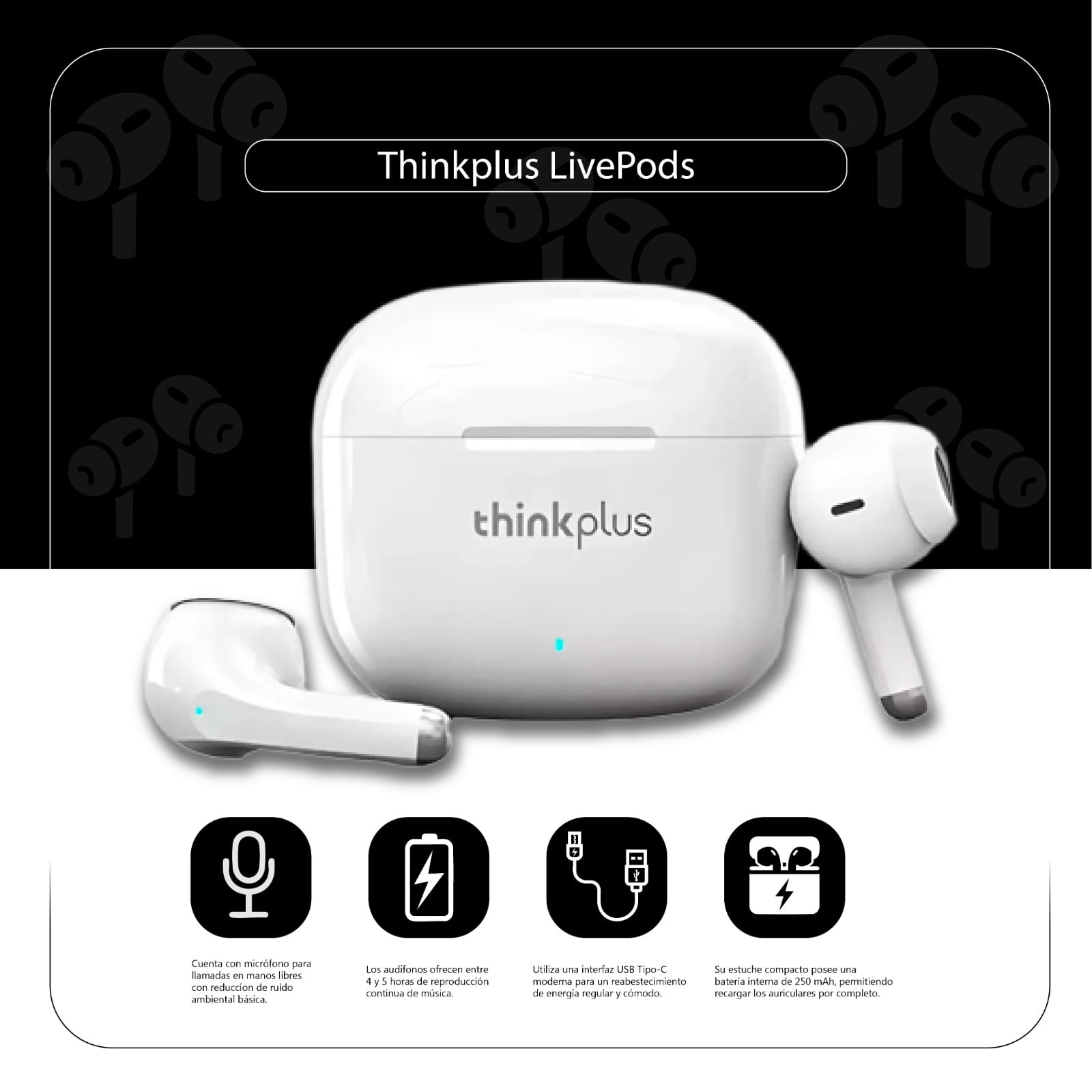 AURICULARES INALÁMBRICOS BLUETOOTH THINKPLUS 2025 - 3