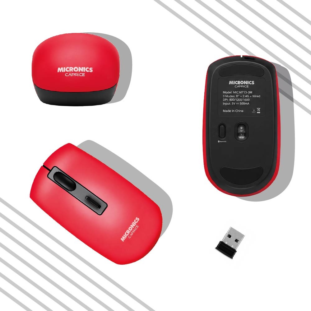 MOUSE  INALAMBRICO MICRONICS CAPRICE- MIC M713-3M ROJO - 3