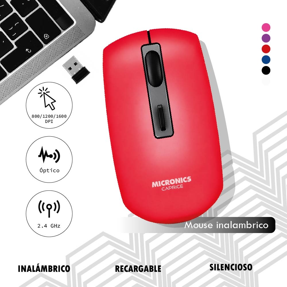 MOUSE  INALAMBRICO MICRONICS CAPRICE- MIC M713-3M ROJO - 4