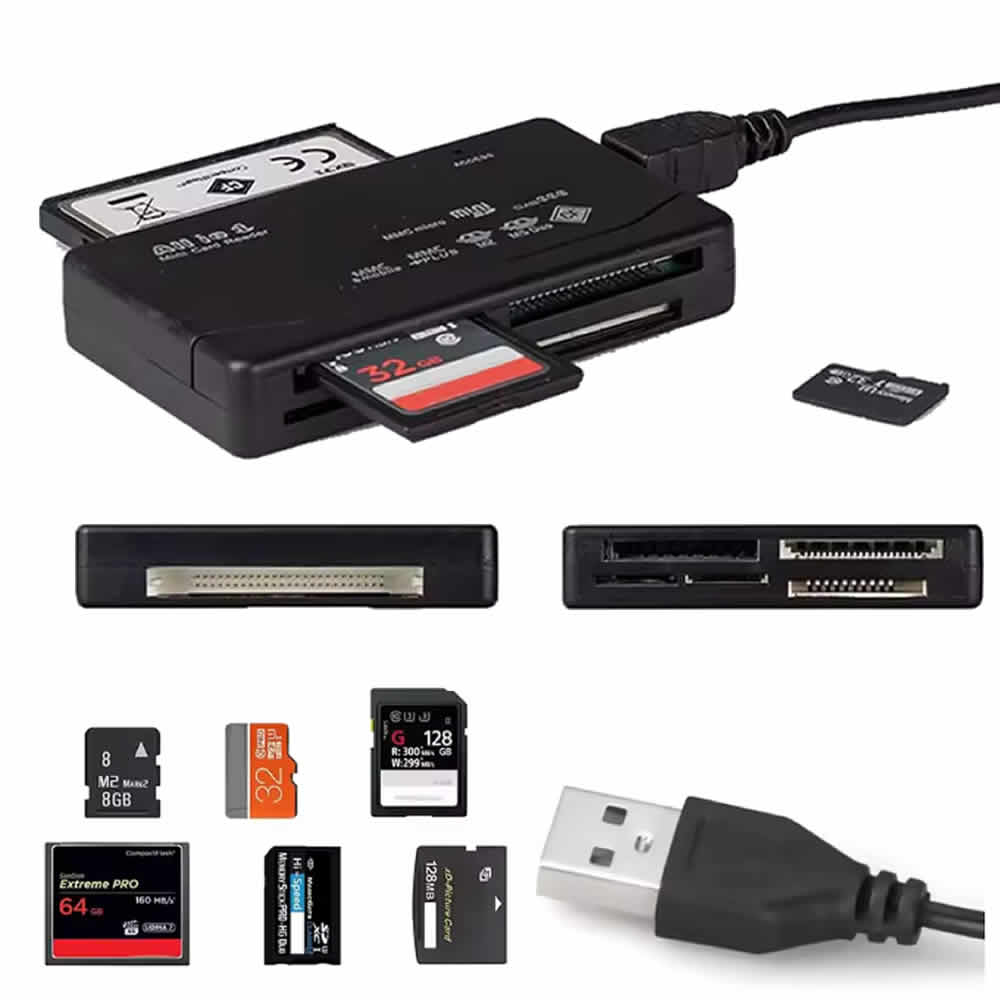 LECTOR DE TARJETAS DE MEMORIA TODO EN UNO PARA USB EXTERNO MINI SDHC M2 MMC XD CF - 6