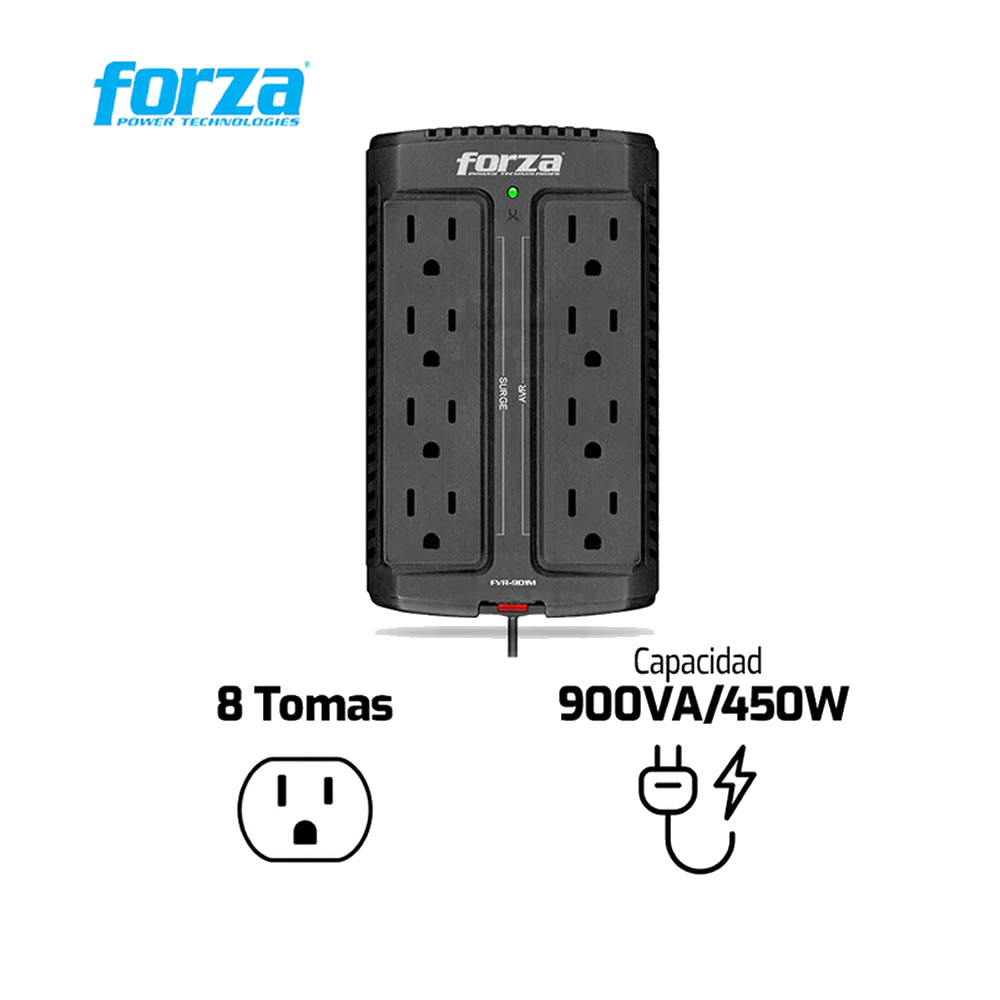 ESTABILIZADOR FORZA FVR-902 8 TOMAS 900VA/450W 220V - 3