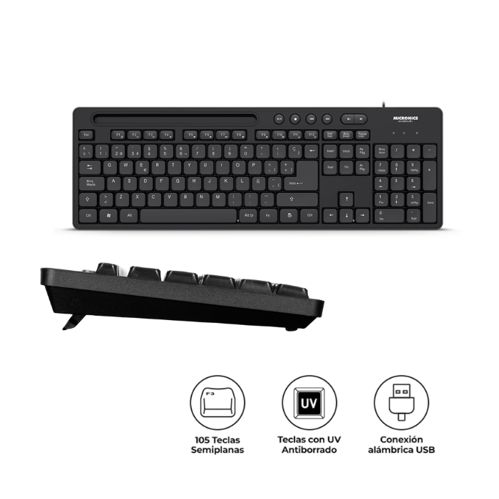 TECLADO MICRONICS MIC K734 MAGNUS BOTONES MULTIMEDIA 105 TECLAS - 1
