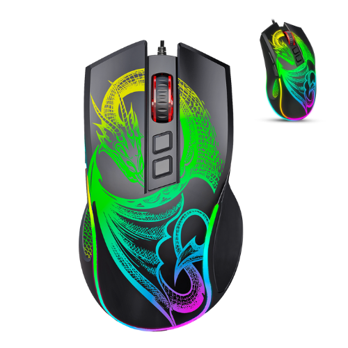 MOUSE GAMER USB RGB DRAGON MIC GM805 7B 12800DPI - 1