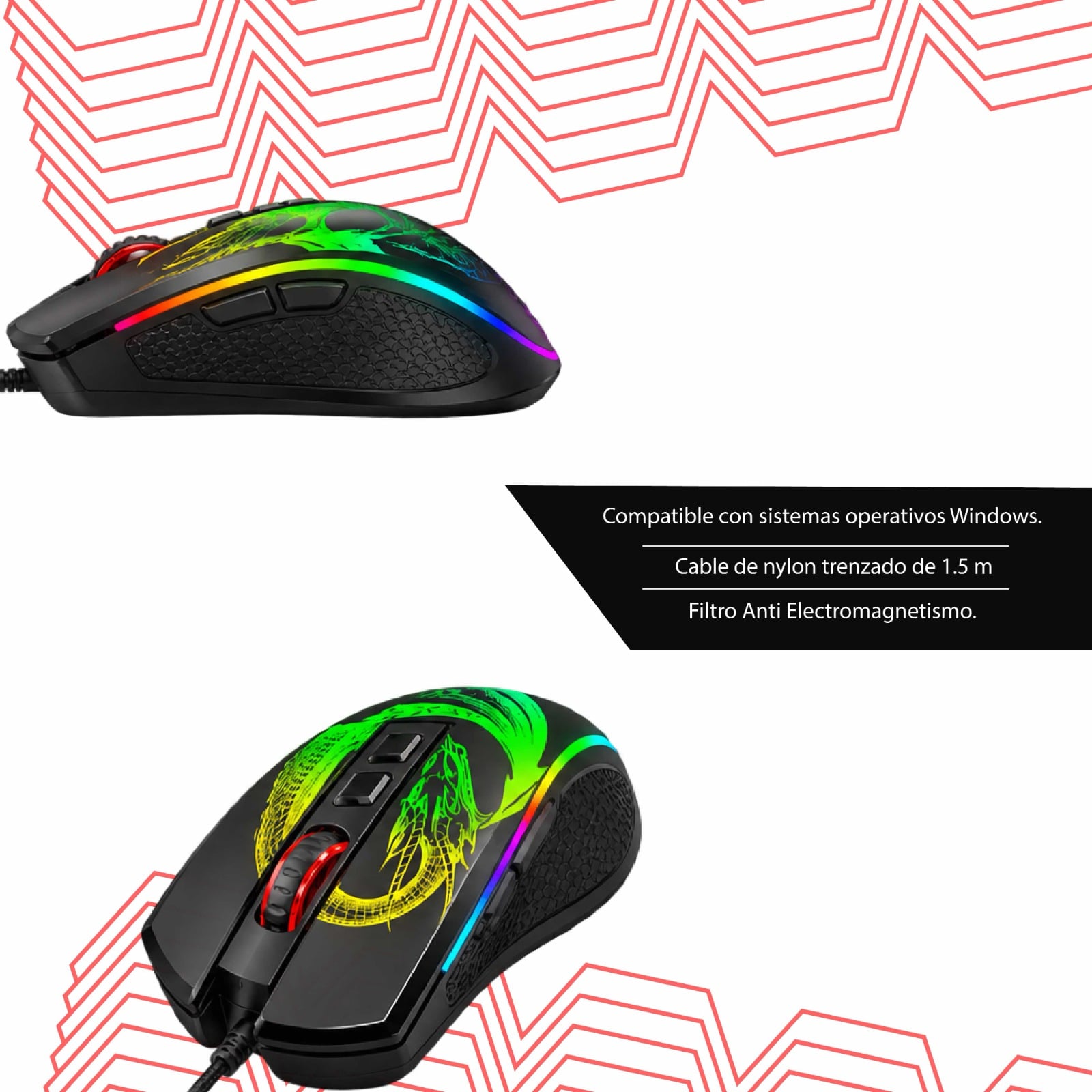 MOUSE GAMER USB RGB DRAGON MIC GM805 7B 12800DPI - 2