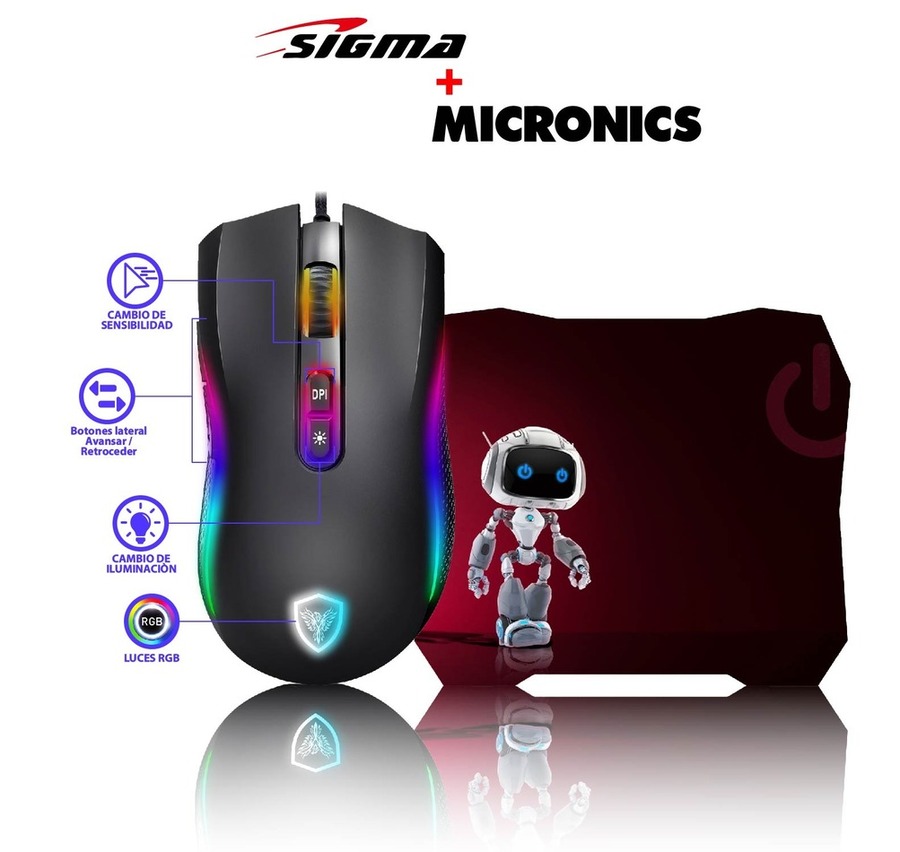 KIT MOUSE MICRONICS KRIPTON - MIC GM800+ PAD MOUSE ROBOT SIG X35 - 1