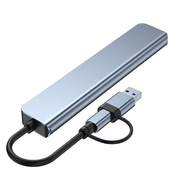 ADAPTADOR 7 EN 2 HUB TIPO C ADAPTADOR DIVISOR DOCK MULTIPUERTO USB 2,0 - 3