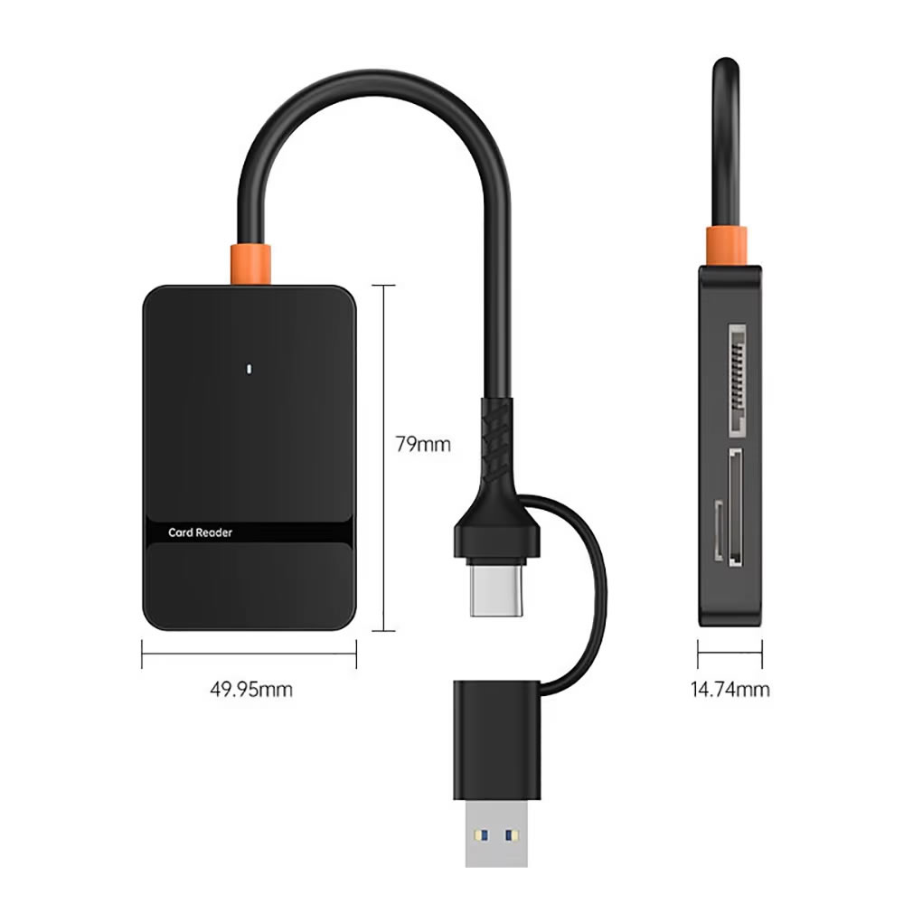 LECTOR DE TARJETAS 8 EN 1 TIPO C USB3.0 A SD TF CF MS - 2