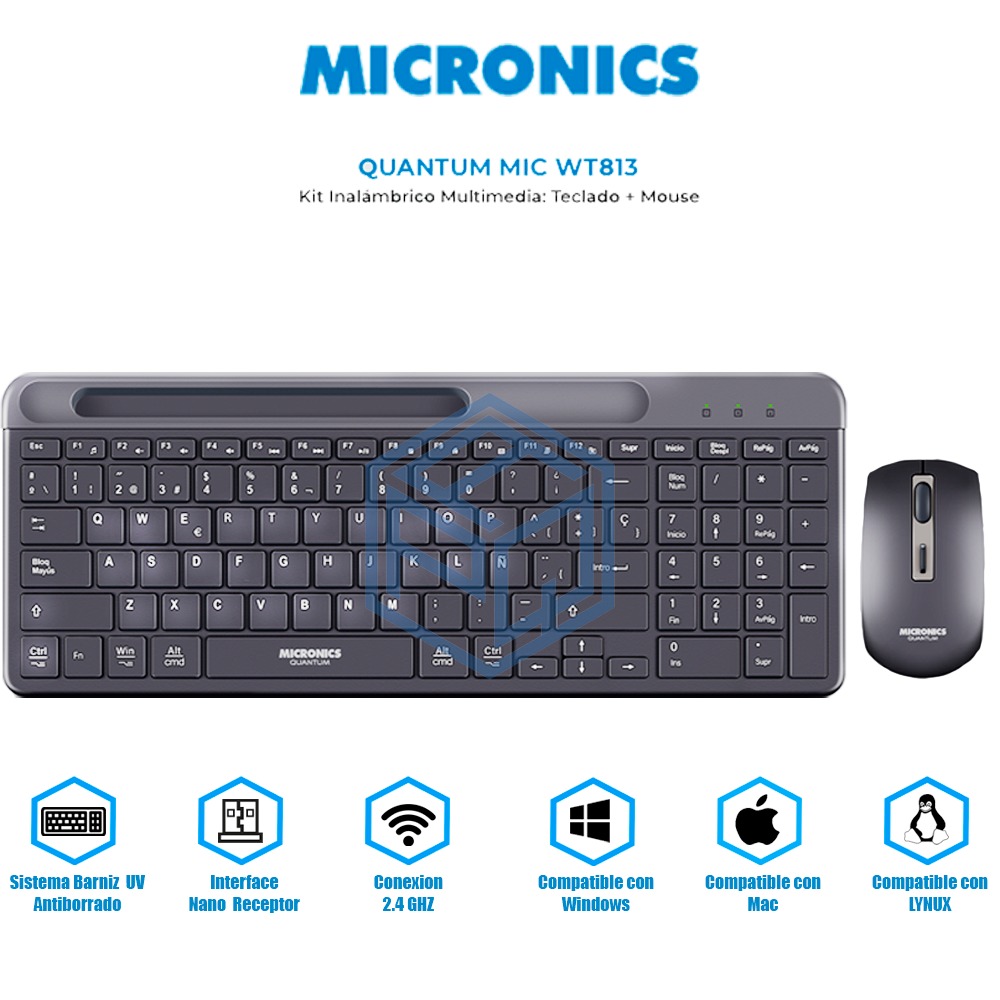 KIT TECLADO + MOUSE QUANTUM - MIC WT813 BLACK - 1