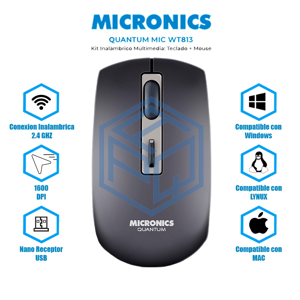 KIT TECLADO + MOUSE QUANTUM - MIC WT813 BLACK - 3