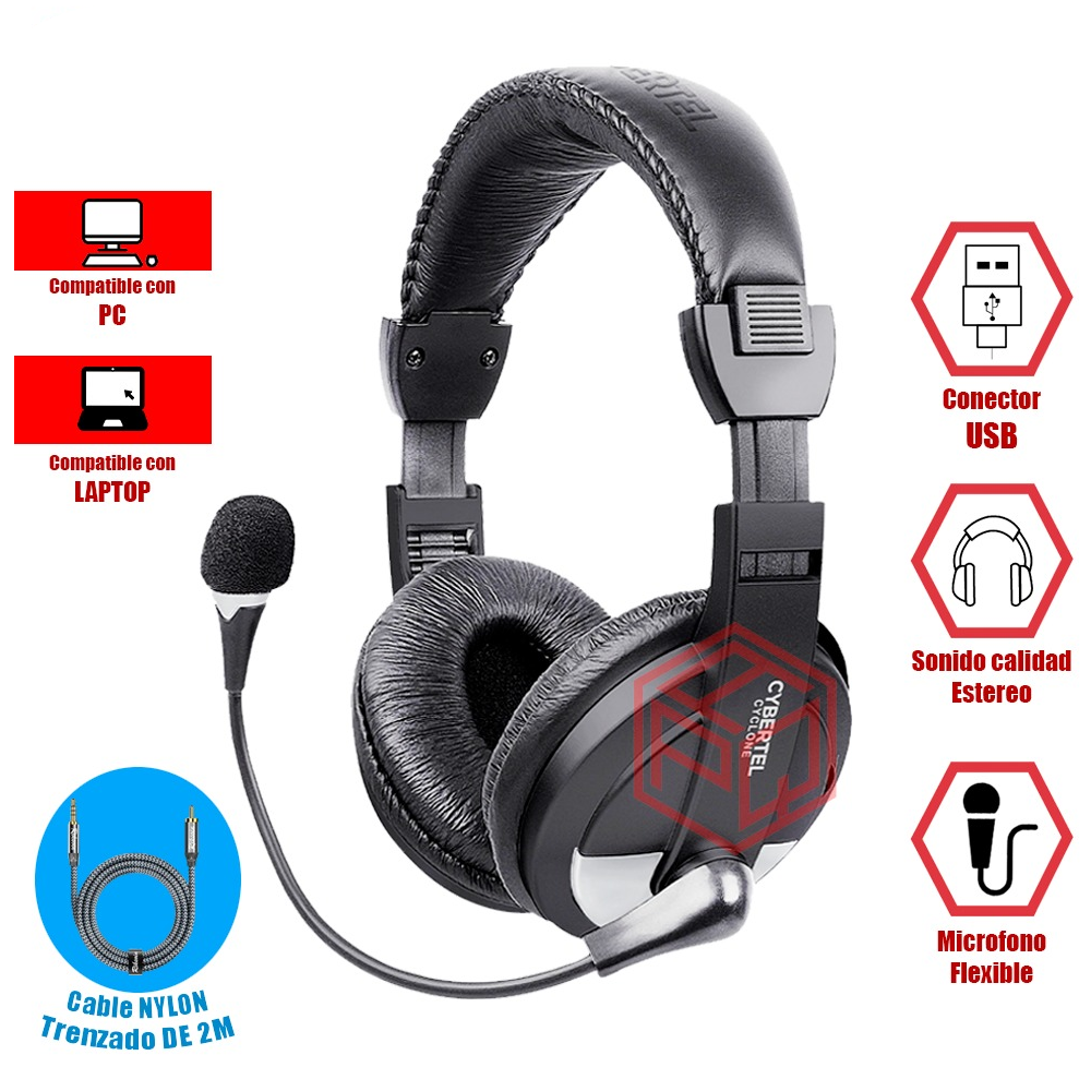 AUDÍFONO CON MICRÓFONO CYCLONE CYB H370B-U CYBERTEL - 3