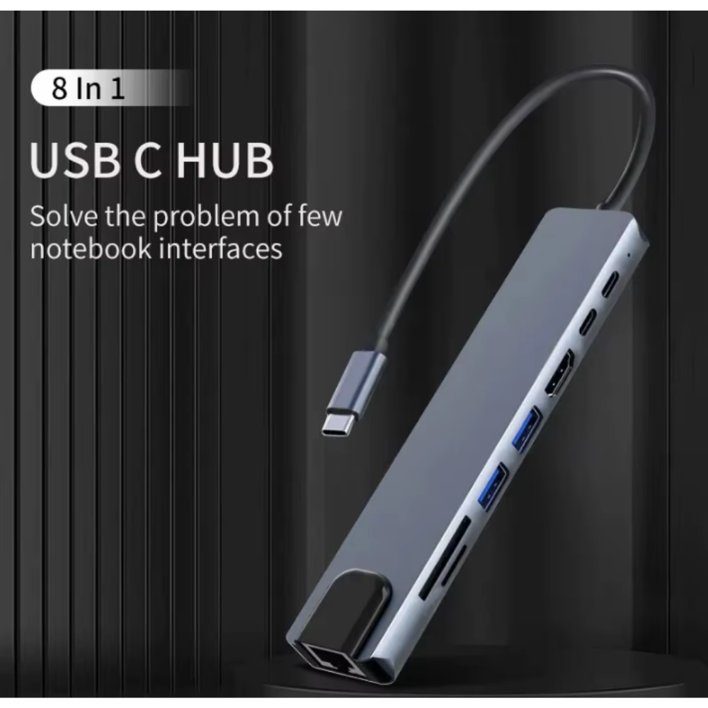 ADAPTADOR USB 8 EN 1 TIPO C 3 1 A 4K HDTV HUB CON LECTOR DE TARJETAS SD - 4