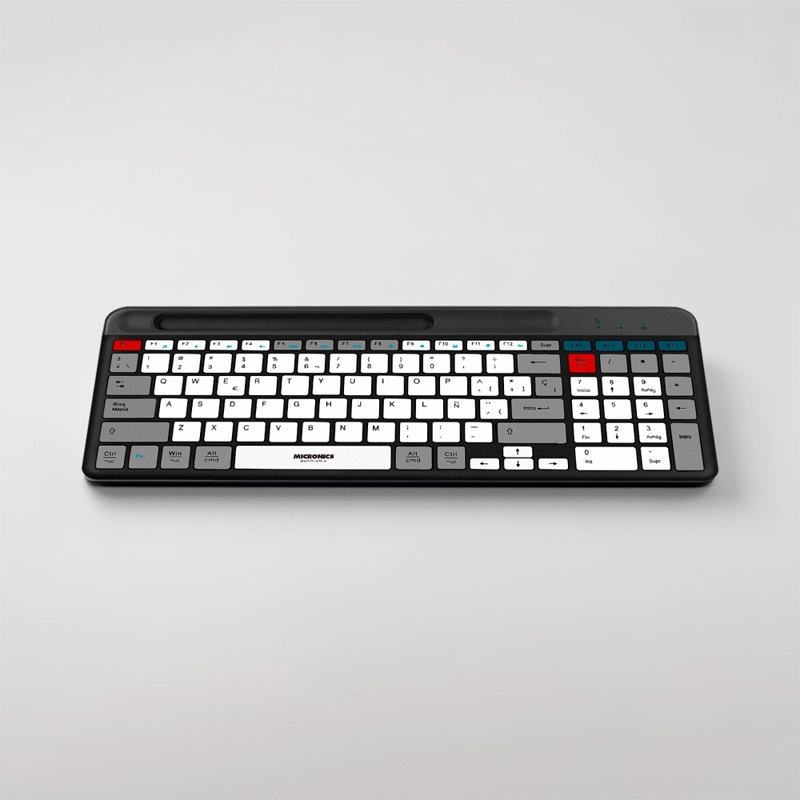 TECLADO MICRONICS BLUETOOTH INALAMBRICO RECARCABLE EN ESPAÑOL NEGRO QUANTUM - MIC K600-3M - 3