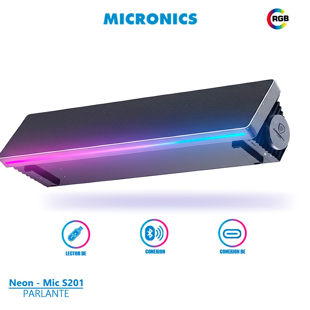 PARLANTE IMALAMBRICO LUCES NEON  MICRONICS S201 RGB - 1