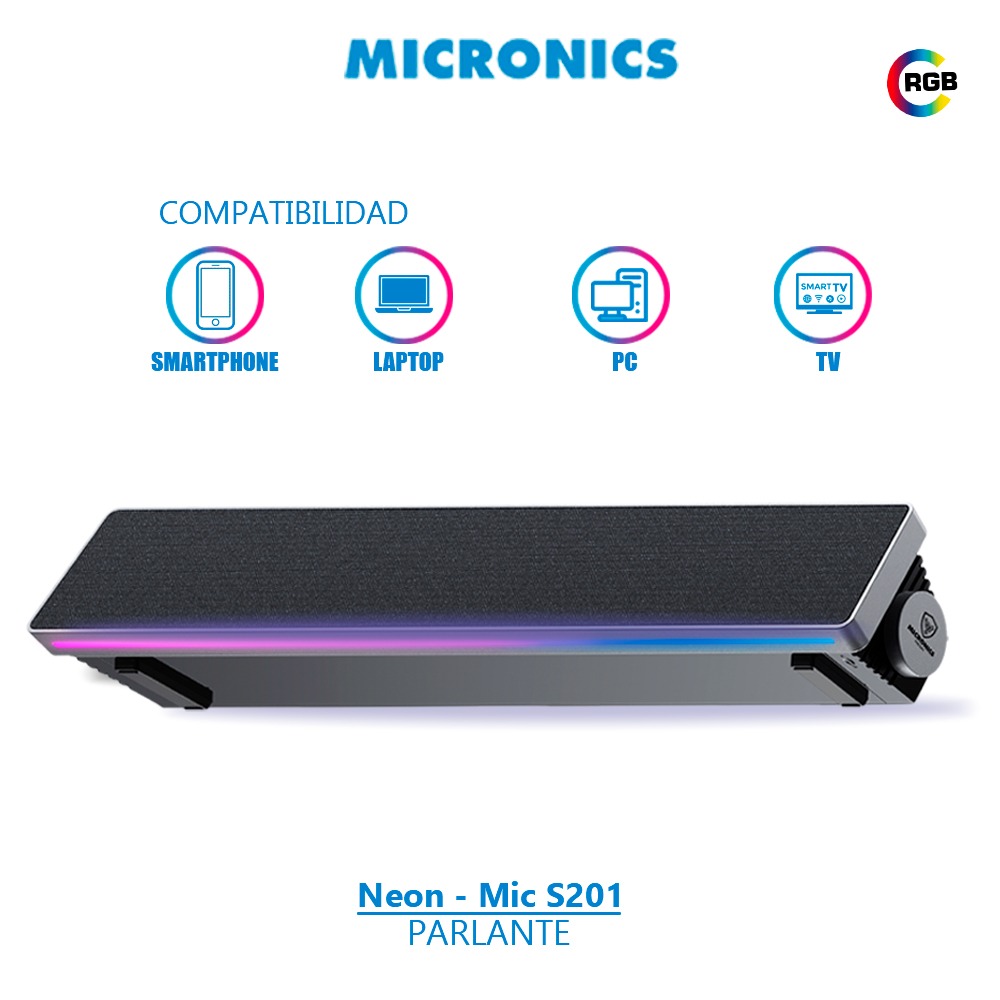 PARLANTE IMALAMBRICO LUCES NEON  MICRONICS S201 RGB - 2