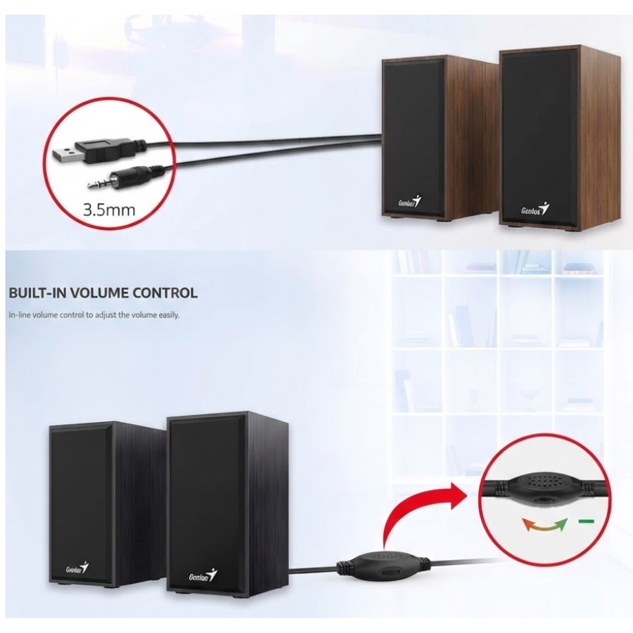 PARLANTE 2.0 GENIUS SP-HF180 (6W) USB MADERA - 3