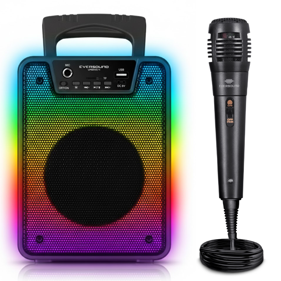 PARLANTE EVERSOUND URBAN 4″ EV 1003 CONEXIÓN BLUETOOTH ILUMINACIÓN RGB FLAMING COLOR NEGRO - 1