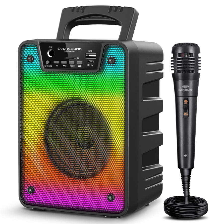 PARLANTE EVERSOUND URBAN 4″ EV 1003 CONEXIÓN BLUETOOTH ILUMINACIÓN RGB FLAMING COLOR NEGRO - 3