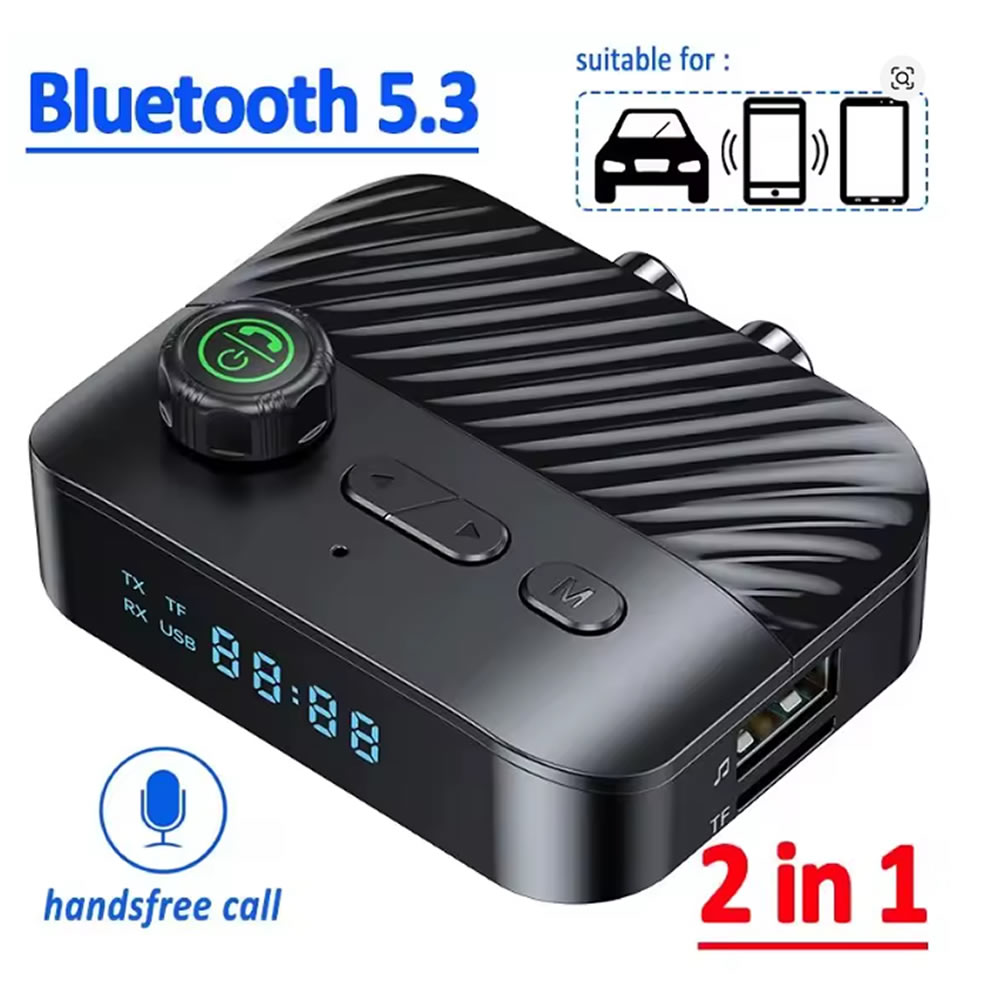 TRANSMISOR Y RECEPTOR BLUETOOTH BT5.3, DISCO U ESTÉREO LED DE 3,5 MM - 1