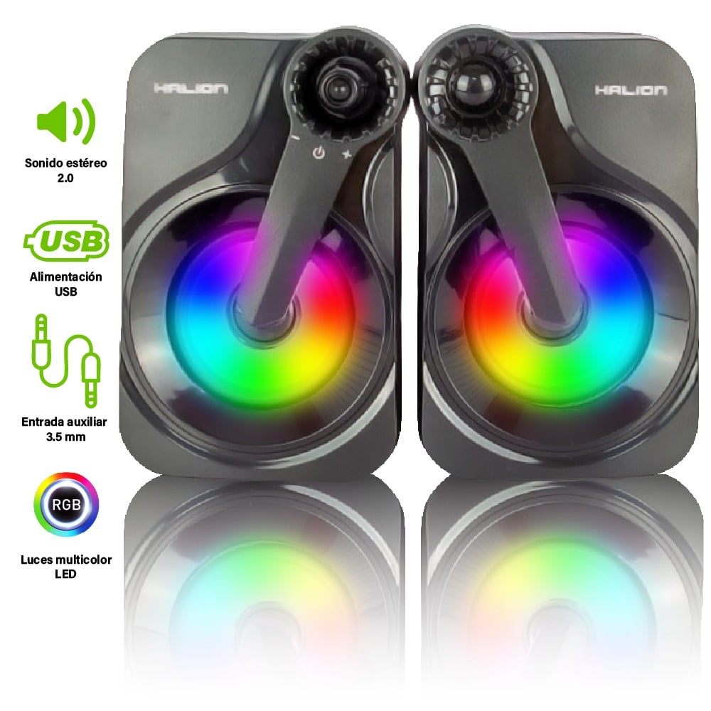 PARLANTE USB GAMER HALION HA-S260 RGB BIG BLACK - 1
