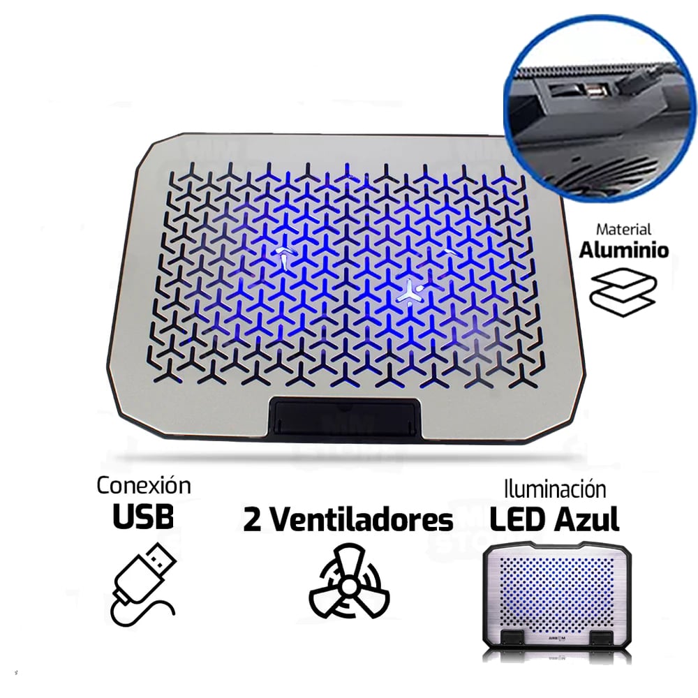 COOLER NOTEBOOK BOREAL AB 18+ PORTATIL 2 PUERTOS USB GRADUABLE GAMER 17' AIRBOOM - 1