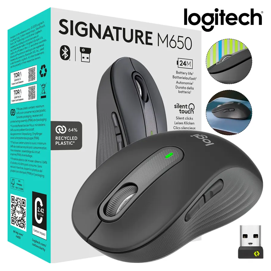 MOUSE INALÁMBRICO LOGITECH SIGNATURE M650 SILENT BLUETOOTH BLACK - 1