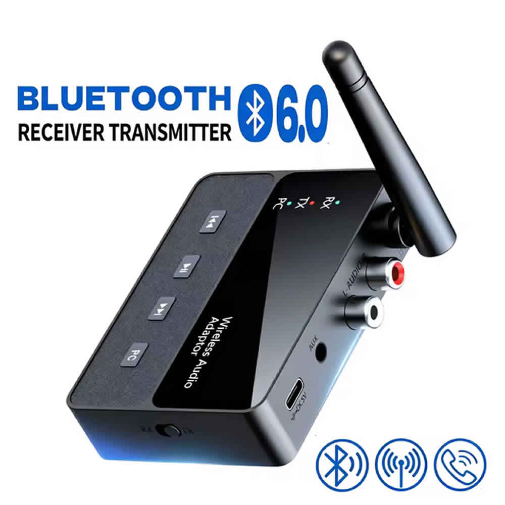 RECEPTOR Y TRANSMISOR BLUETOOTH 6,0, ADAPTADOR DE AUDIO INALÁMBRICO ESTÉREO DE 3,5MM AUX R - 1