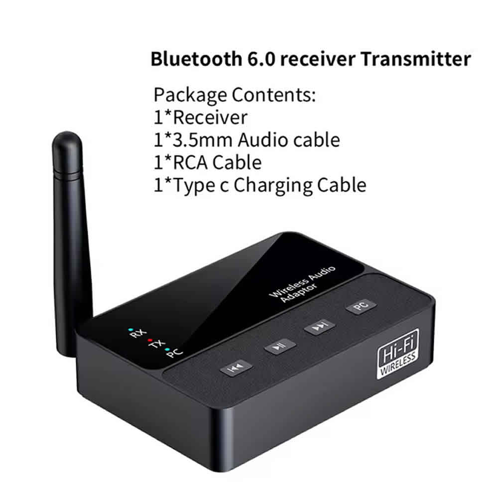 RECEPTOR Y TRANSMISOR BLUETOOTH 6,0, ADAPTADOR DE AUDIO INALÁMBRICO ESTÉREO DE 3,5MM AUX R - 2