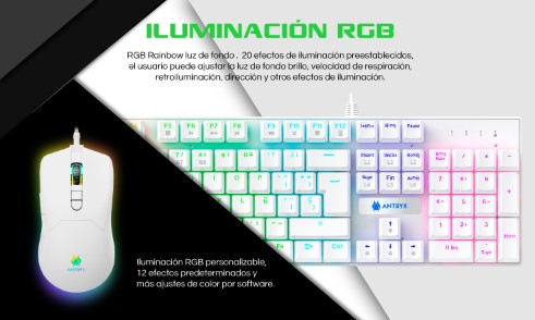 COMBO GAMING ANTRYX TECLADO MECÁNICO + MOUSE GC-3100 BLANCO - 3