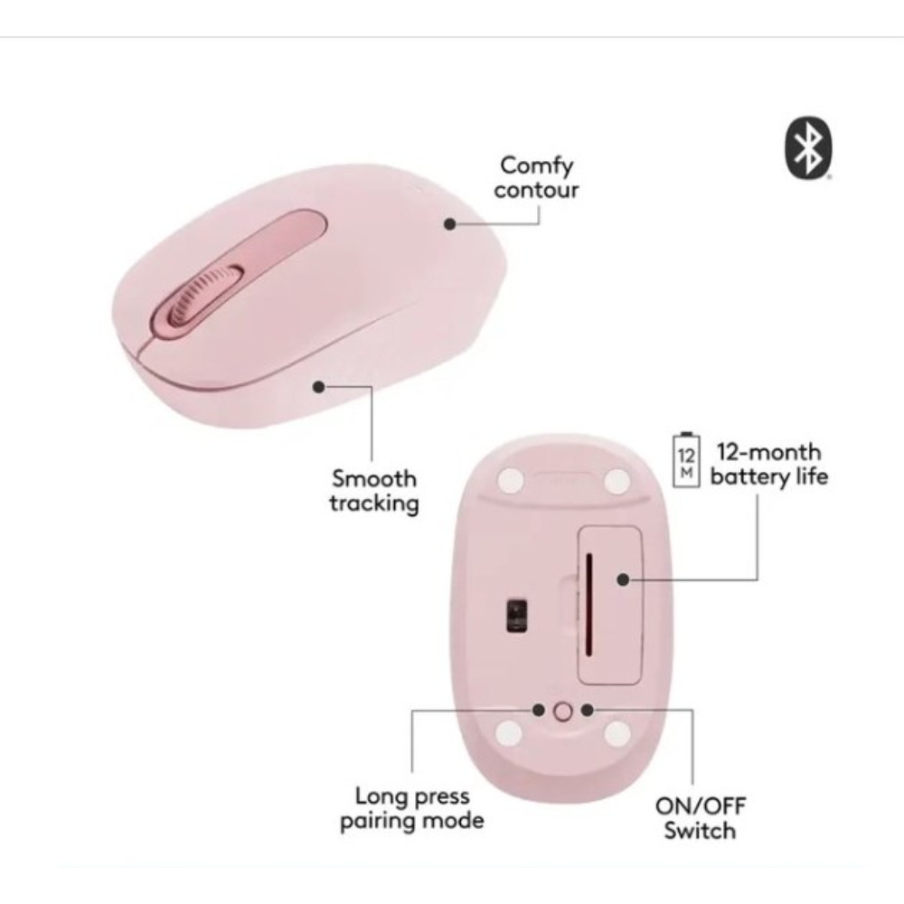 MOUSE LOGITECH M196 BLUETOOTH COLOR ROSADO - 3