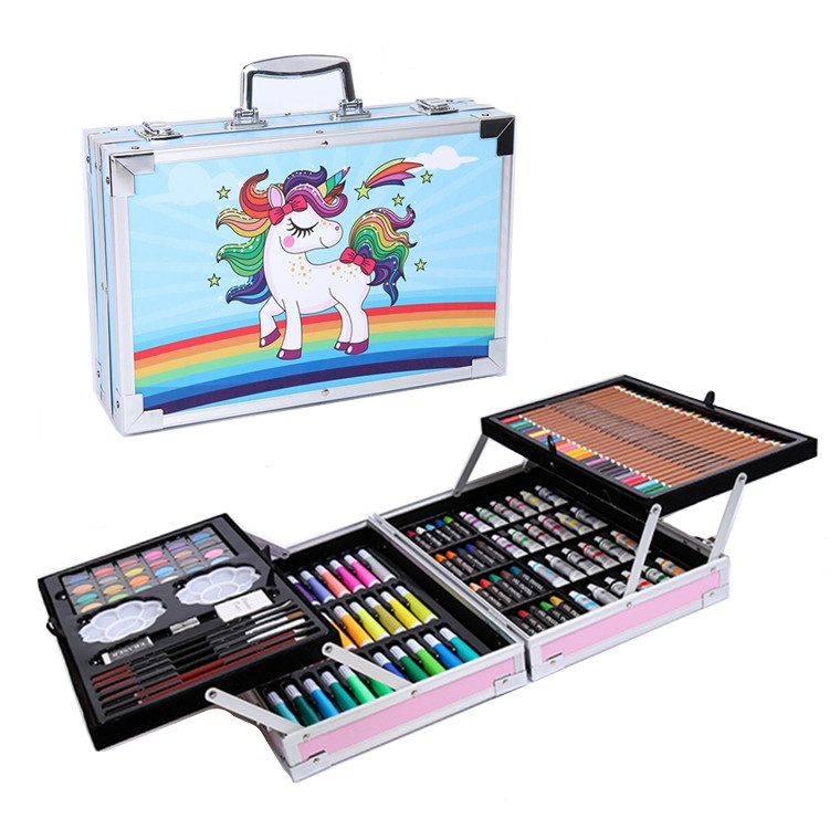 SET DE ARTE LUJO METÁLICO 145 PIEZAS CELESTE - 1