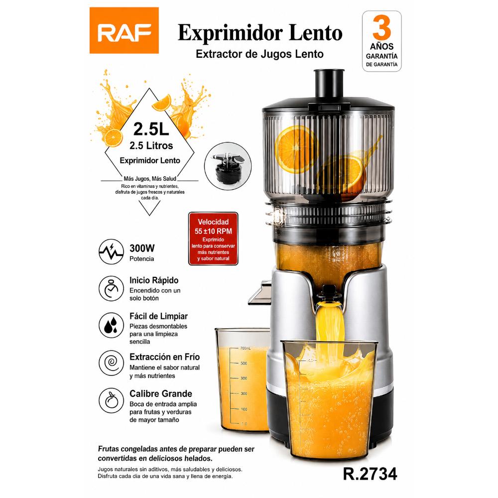 EXTRACTOR DE JUGOS ELECTRICO RAF R2734 2-5L 300W - 2