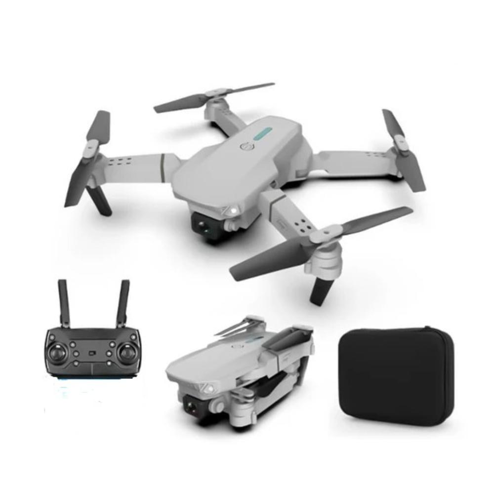 DRONE E88 WIFI DOBLE CAMARA + ESTUCHE Y ACCESORIOS GRIS - 1