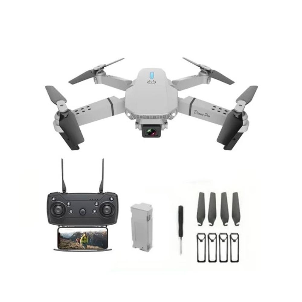 DRONE E88 WIFI DOBLE CAMARA + ESTUCHE Y ACCESORIOS GRIS - 2
