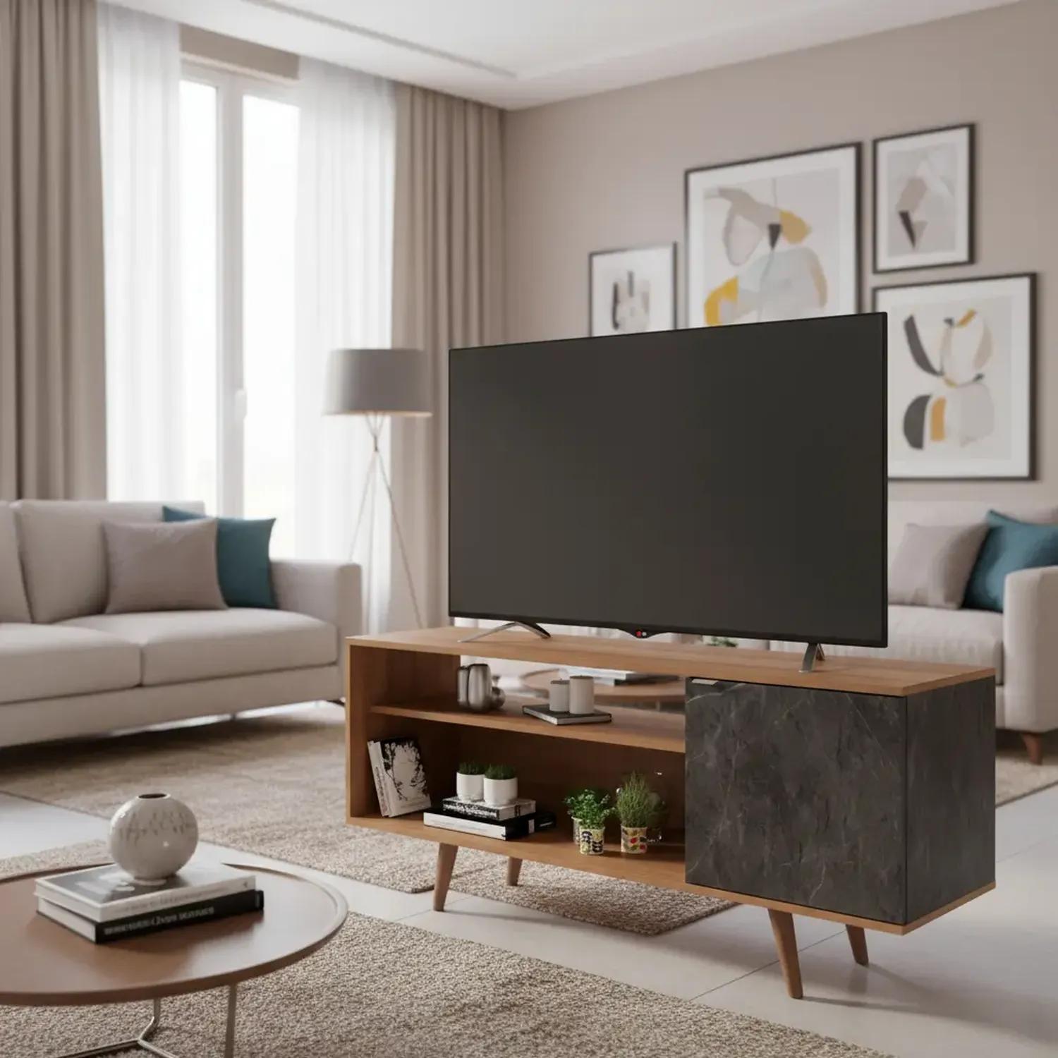MESA TV 2020 HOME ALMENDRA / MÁRMOL 60" ESTAMBUL - 1