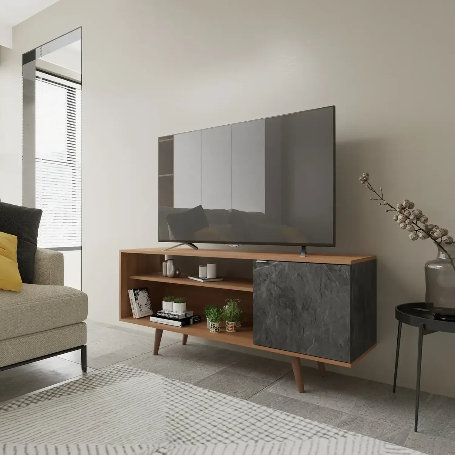 MESA TV 2020 HOME ALMENDRA / MÁRMOL 60" ESTAMBUL - 2