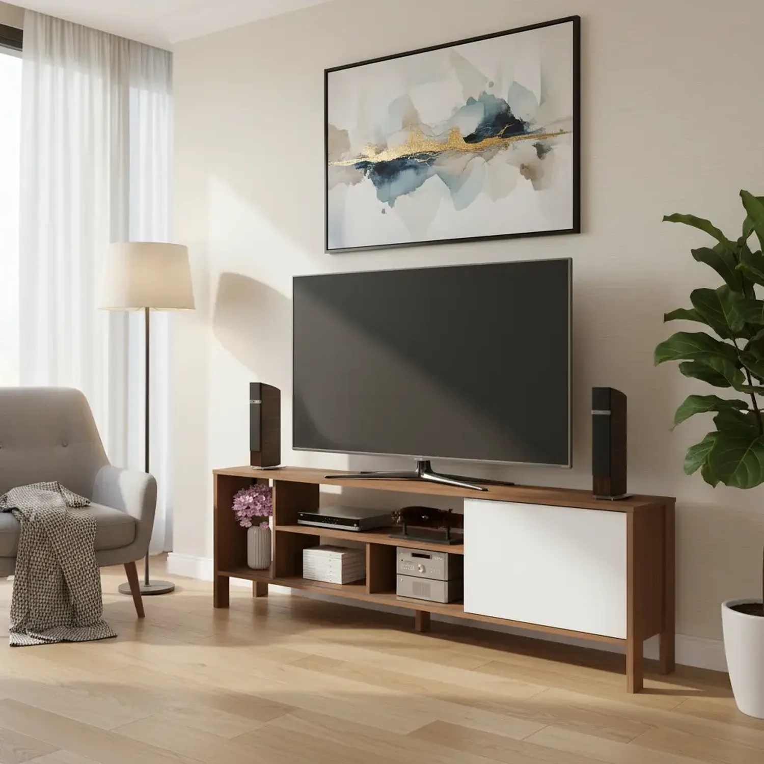 MESA TV 2020 HOME INMACULADA ALMENDRA BLANCO 70" - 1