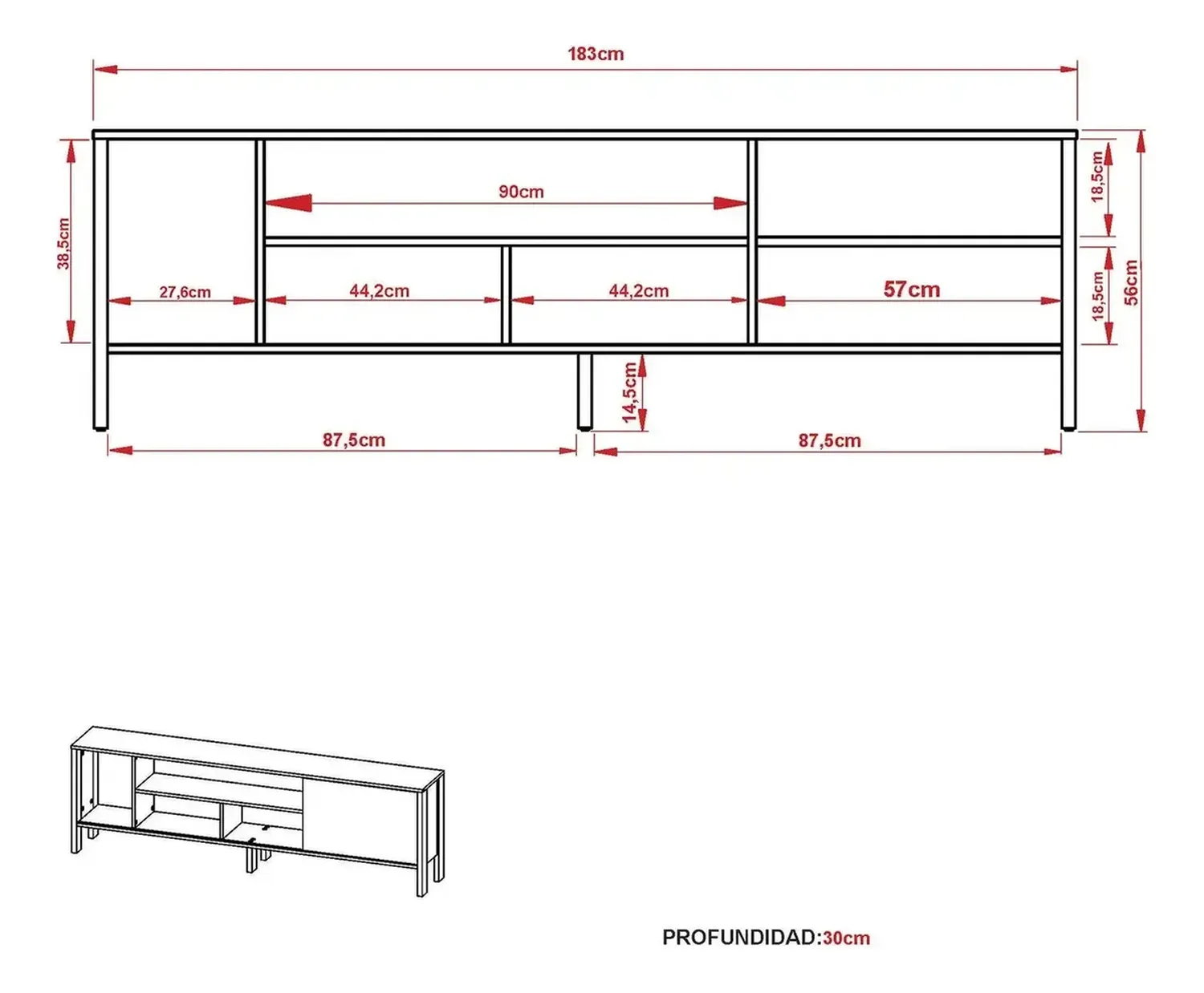 MESA TV 2020 HOME INMACULADA ALMENDRA BLANCO 70" - 8