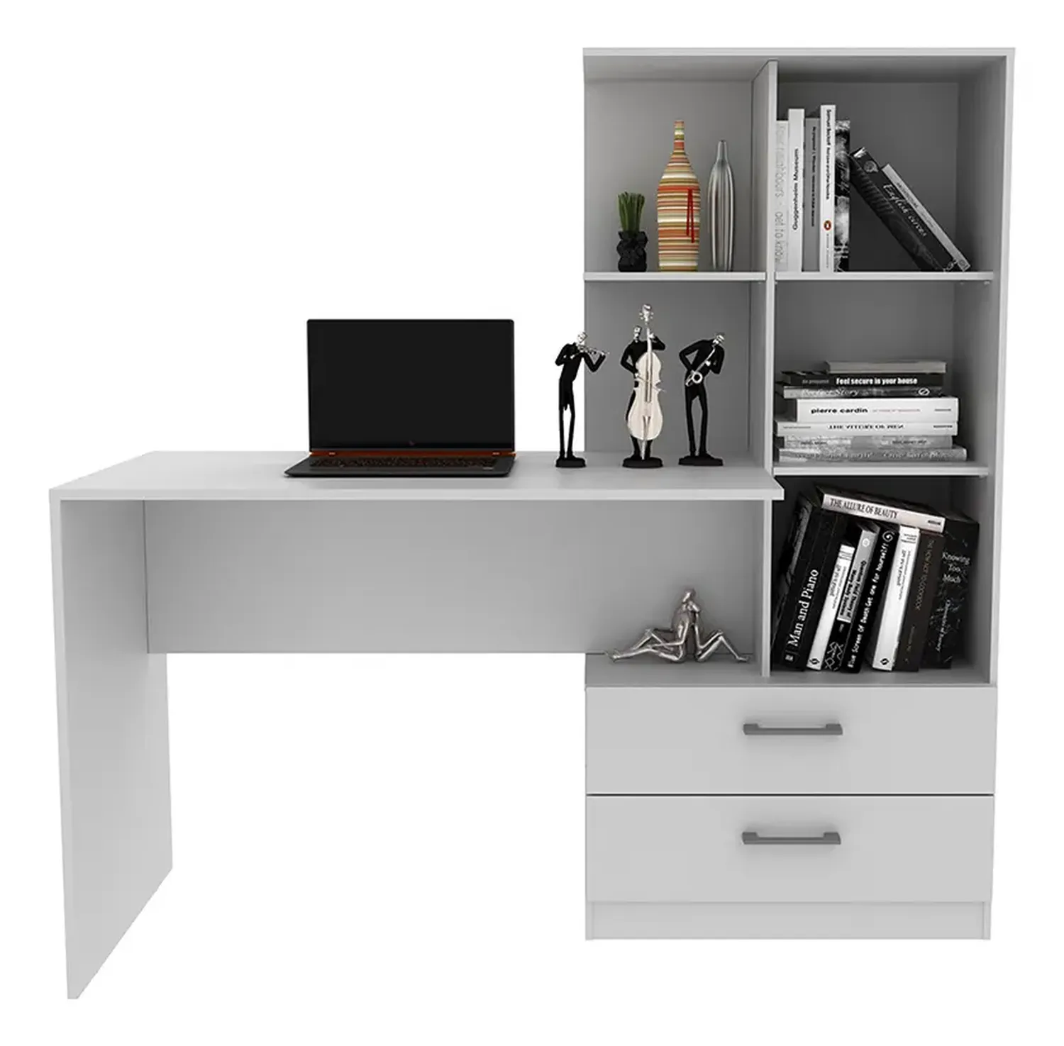 ESCRITORIO 2020 HOME POLI 50X137.7 CM BLANCO X + BIBLIOTECA - 3