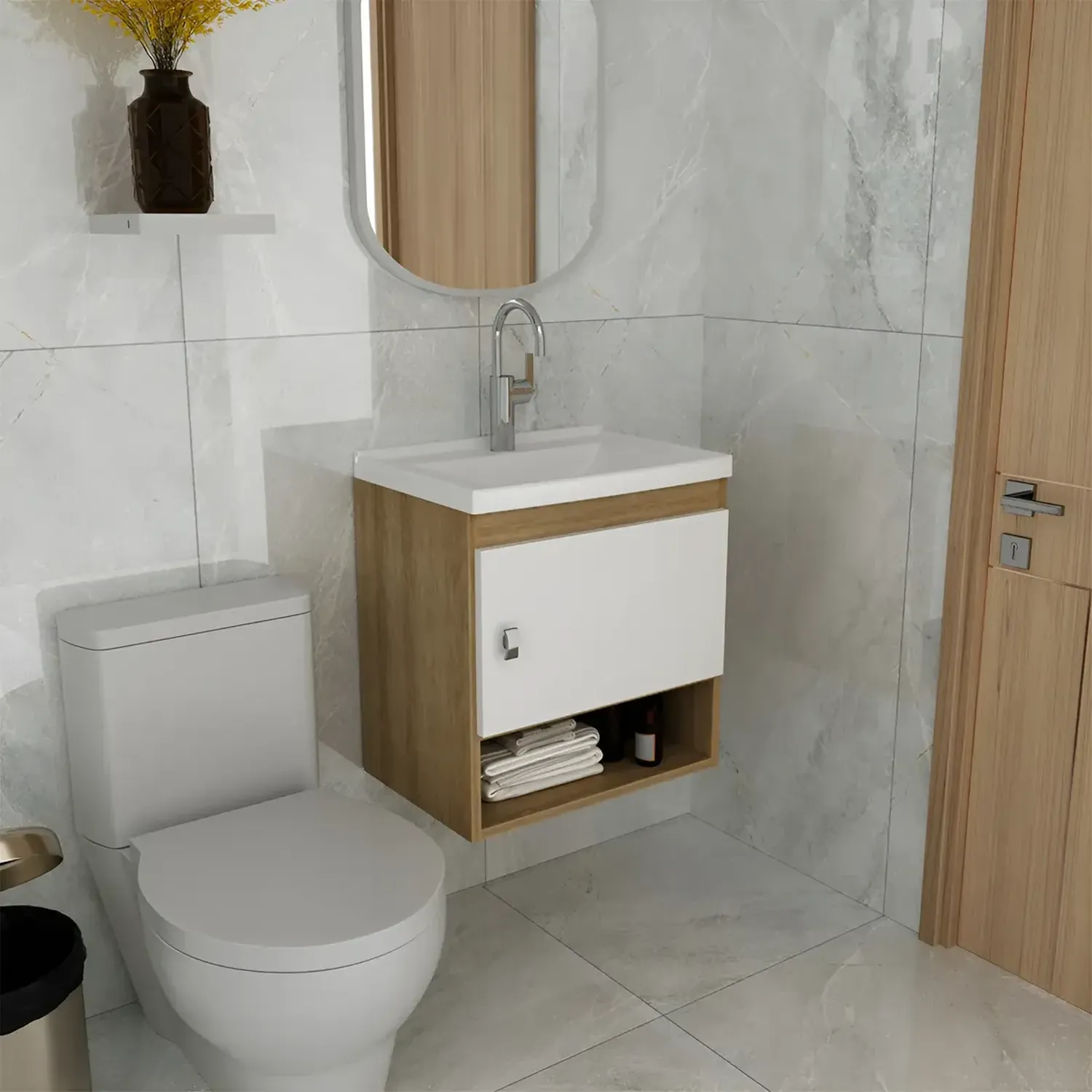 MUEBLE BAÑO 2020 HOME LINZ ALMENDRA BLANCO LAVAMANOS - 1