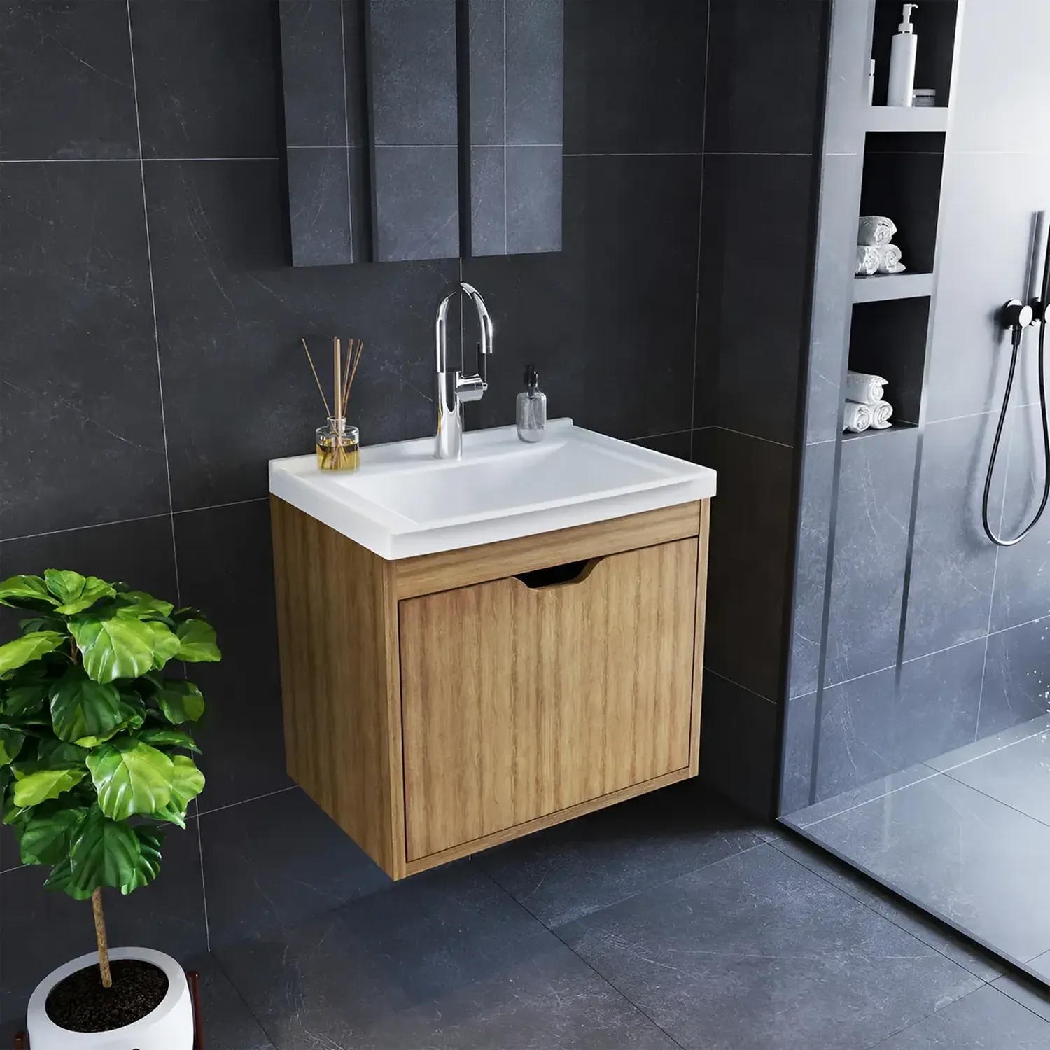MUEBLE BAÑO CON LAVAMANOS 2020 HOME GRAZ ALMENDRA - 1