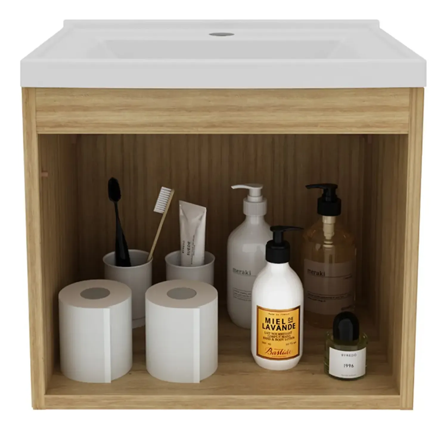 MUEBLE BAÑO CON LAVAMANOS 2020 HOME GRAZ ALMENDRA BLANCO - 5