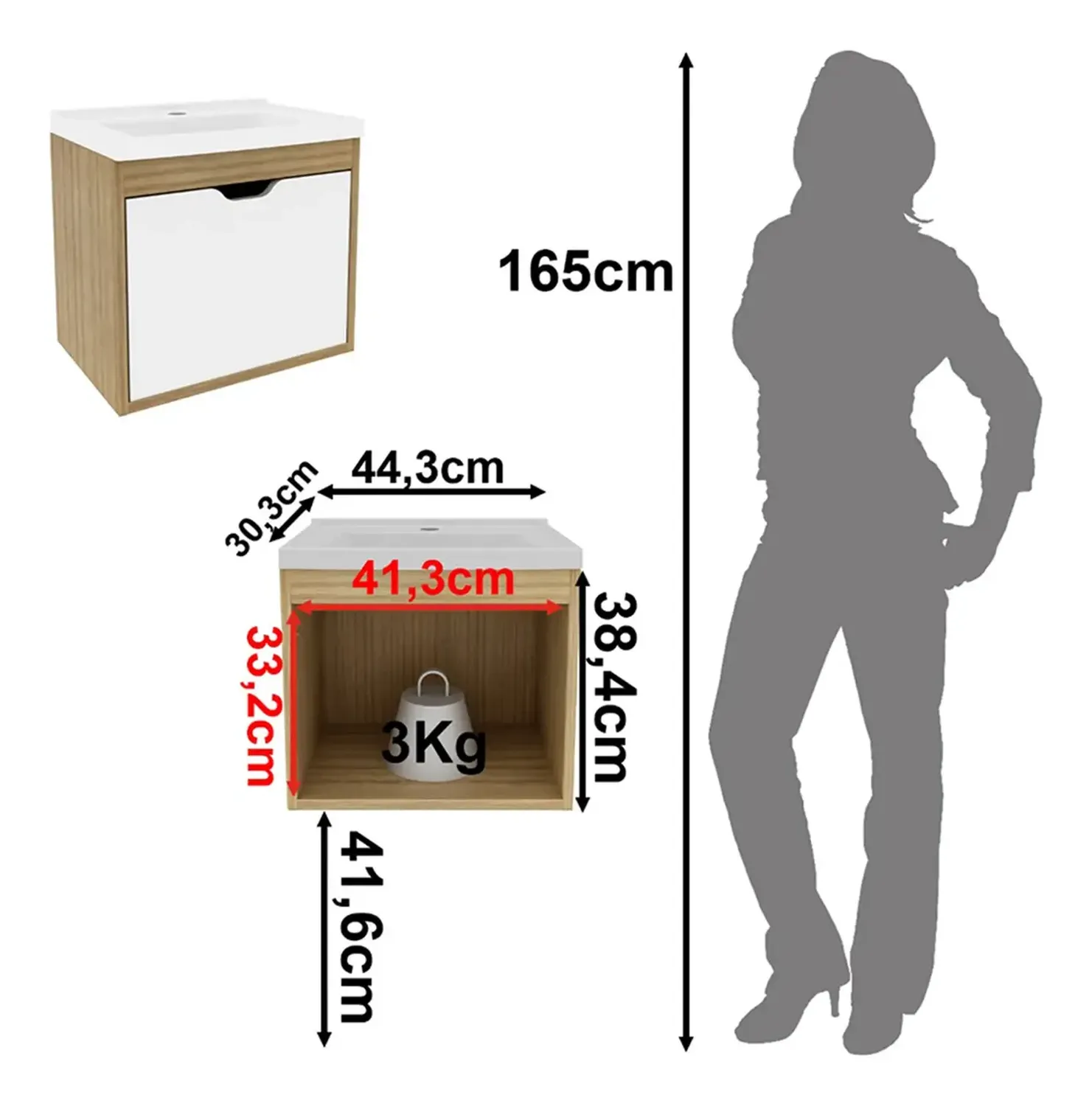 MUEBLE BAÑO CON LAVAMANOS 2020 HOME GRAZ ALMENDRA BLANCO - 6