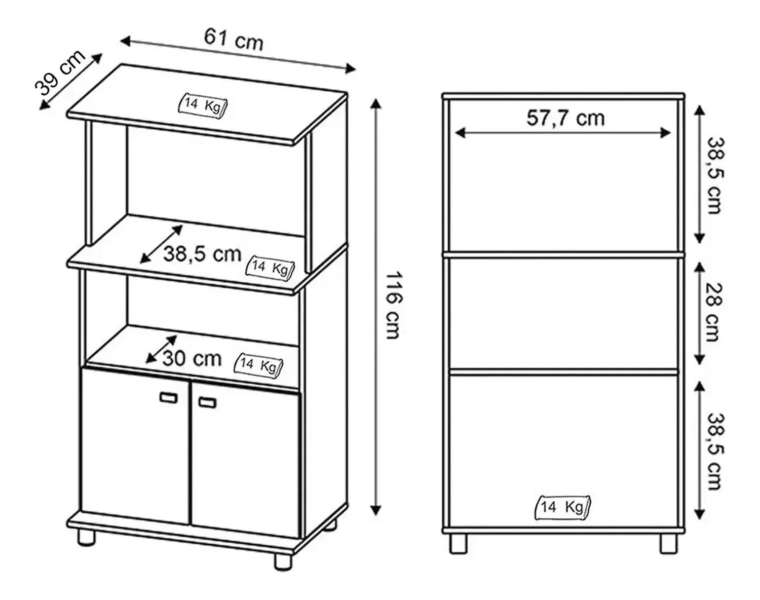 MUEBLE AUXILIAR COCINA 2020 HOME VICTORIA BLANCO - 6