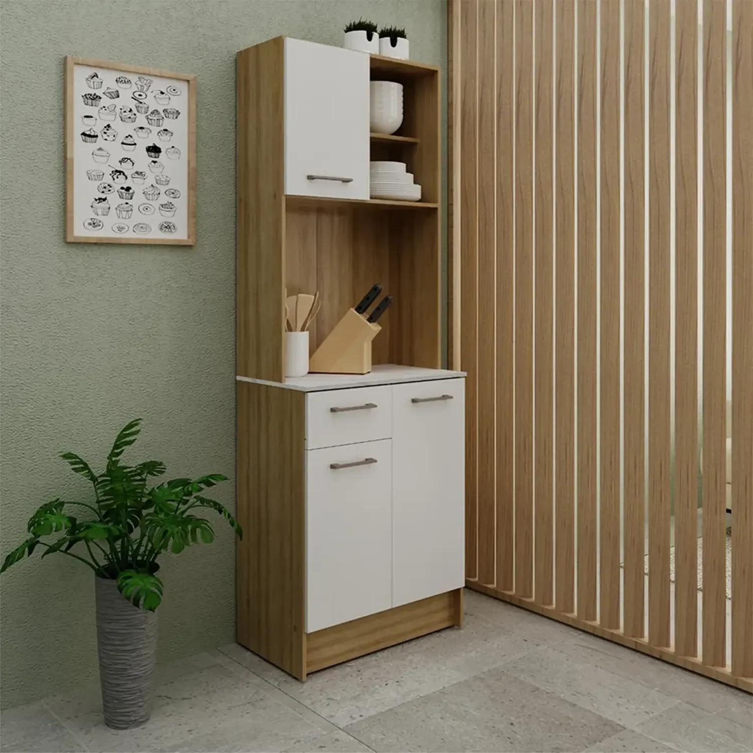 MUEBLE AUXILIAR COCINA 2020 HOME DALIA 1 CAJÓN ALMENDRA BLANCO - 1