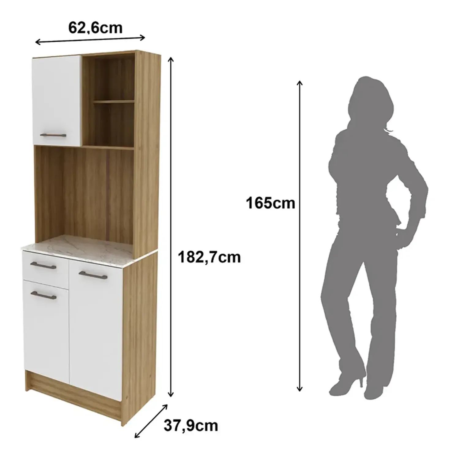MUEBLE AUXILIAR COCINA 2020 HOME DALIA 1 CAJÓN ALMENDRA BLANCO - 6